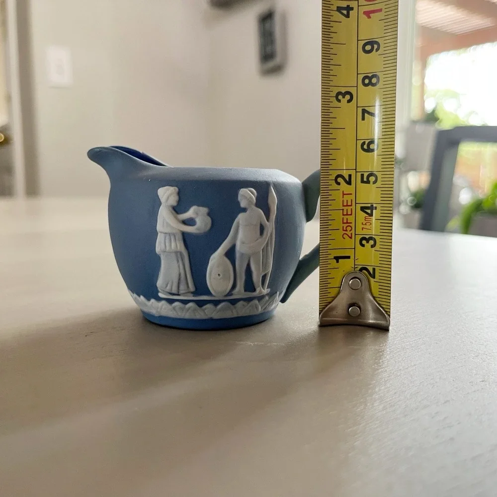 Vintage Wedgwood England Blue Jasperware Creamer and Sugar Bowl Set